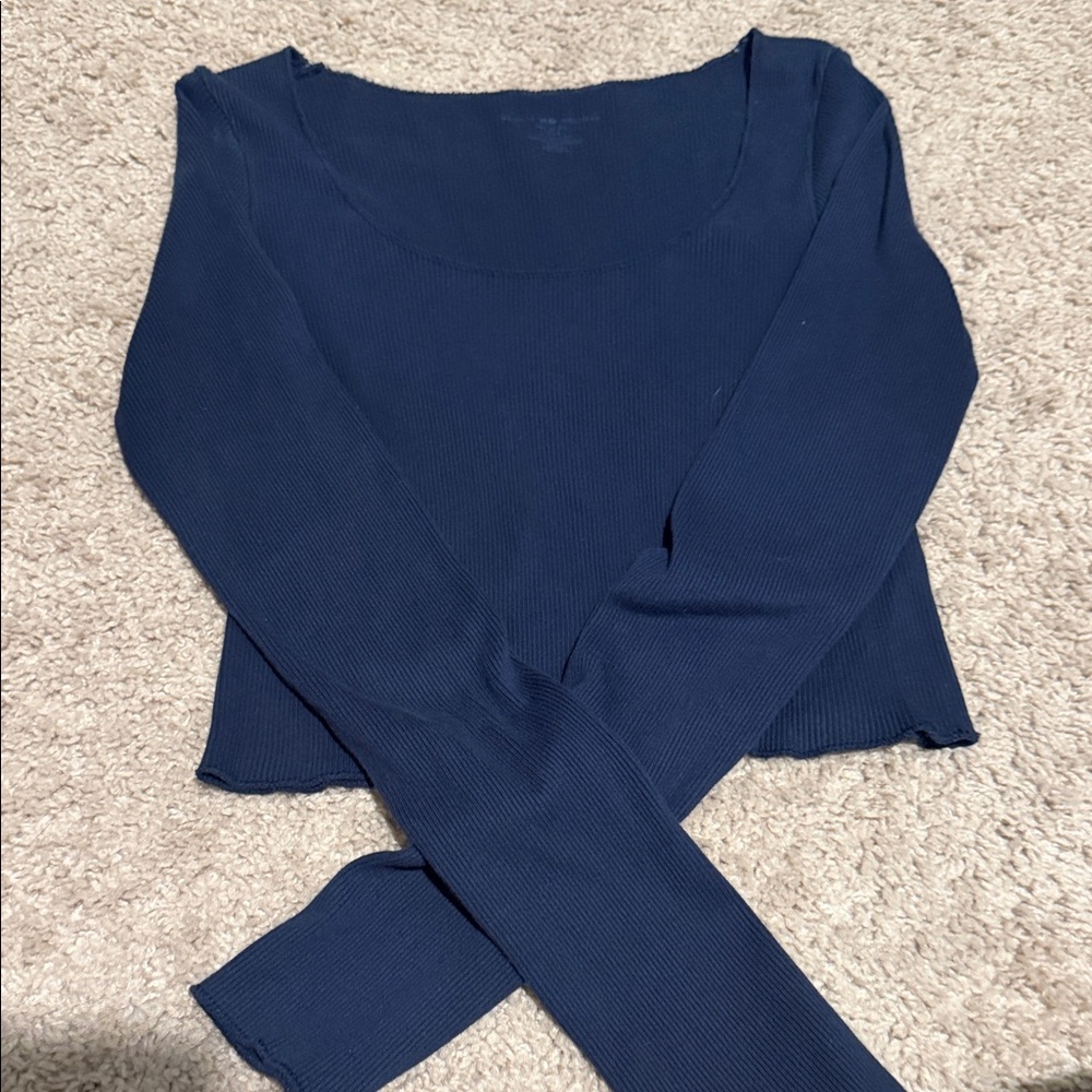 Brandy Melville Navy Blue Long Sleeve Women's crop Top